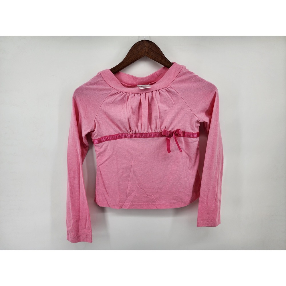 y2K  Strawberry Cream Long Sleeve Bow Accent Top L(10/12) Coquette Balletcore